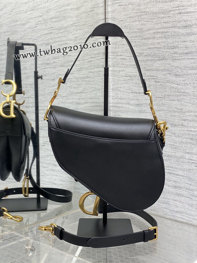 Dior专柜新款迪奥顶级原单原厂皮黑色平纹大号经典马鞍包 djfk1084